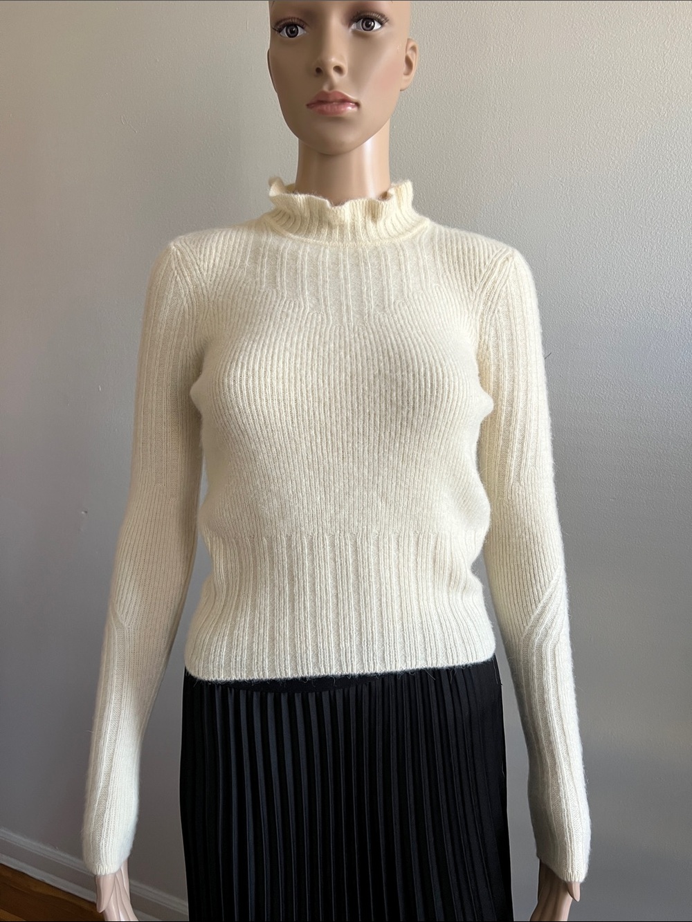 BA&SH Pita Wool & Alpaca Ruffle Mock Neck Sweater Size 0